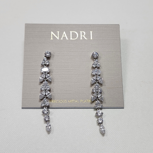 NWT Nadri Silver-Tone Prima Linear Drop Earrings - Picture 1 of 3